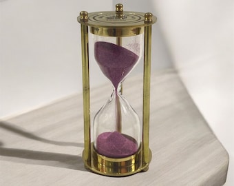 Temporizador de arena de latón pulido, decoración de escritorio para el hogar y la oficina, reloj de arena de 2 minutos