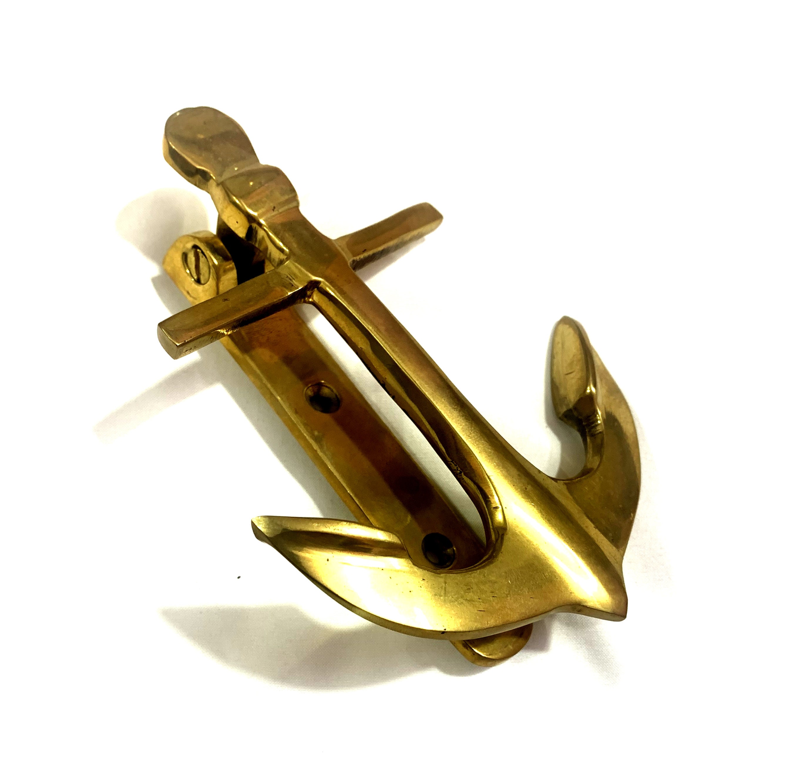 Nautical Brass Ship Anchor Door Knocker Antique Beach Look Etsy