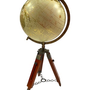 Ornement globe en forme de carte du monde avec trépied en bois, globe rotatif, globe éducatif en forme de carte du monde, décoration de bureau pour la maison et le bureau