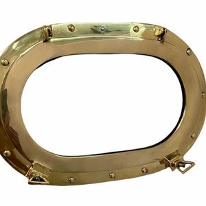 14 Inches Brass Polished Oval Shape Porthole/Nautical Boat Windows Wall Mirror/Home & Office Decor