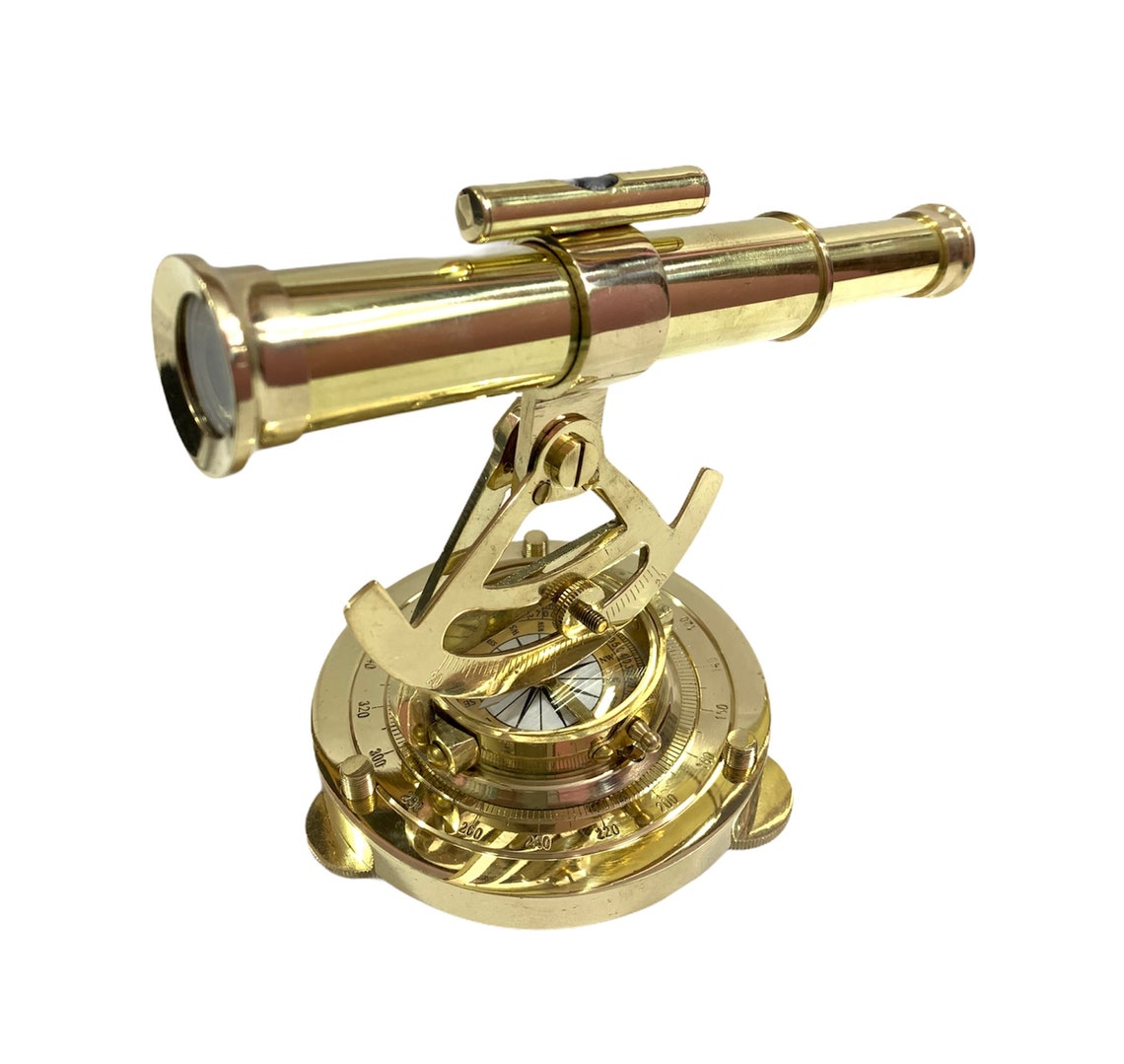 Shinny Brass Nautical Telescope Alidade with Compass Transit Etsy