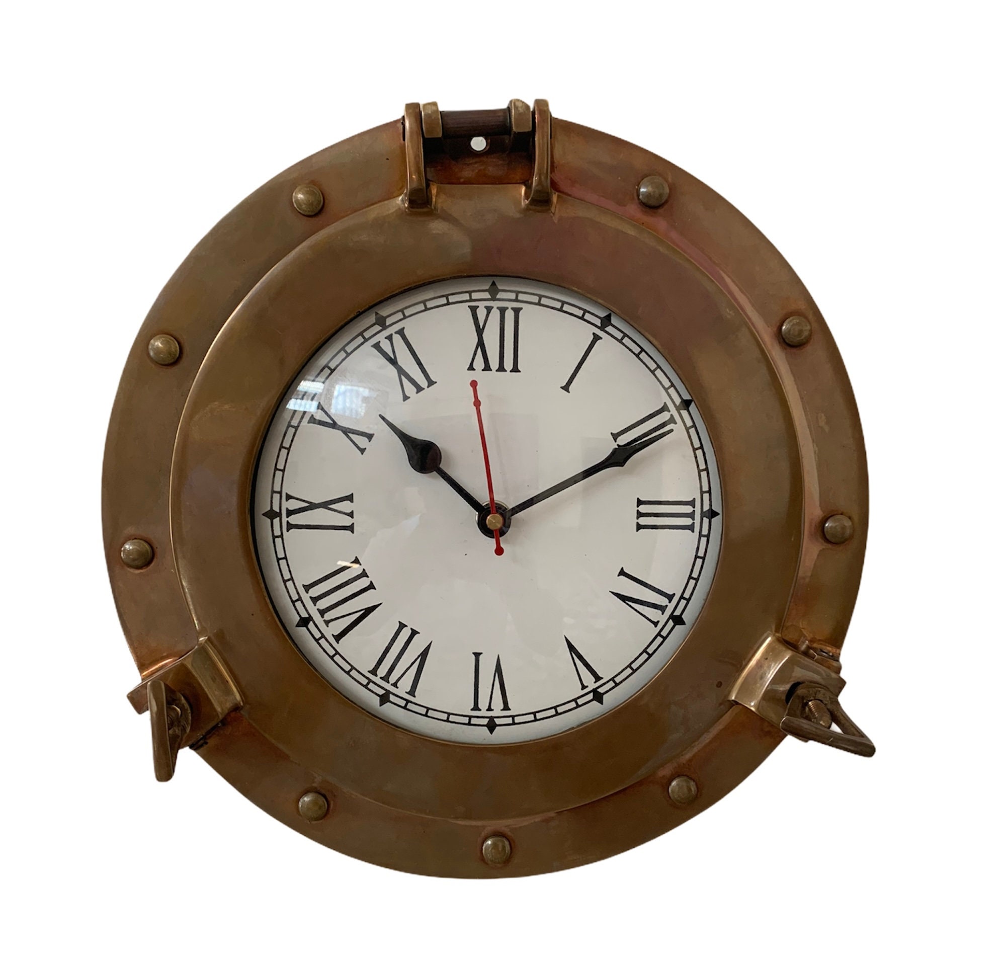 Robin's Dockside Shop - Heavy Brass Porthole Clock