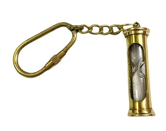 Llavero de reloj de arena de latón / Mini reloj de arena, llavero náutico