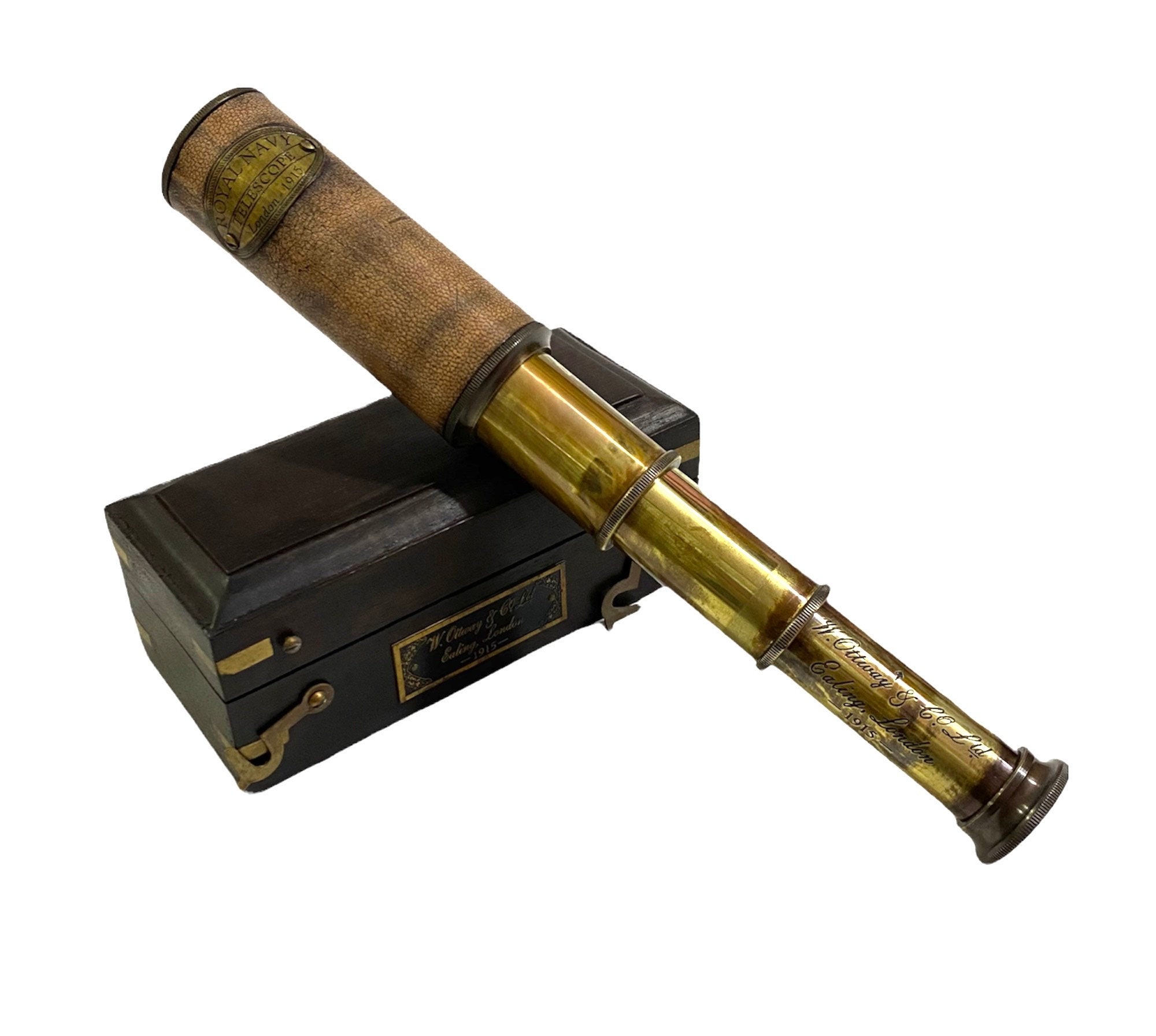 Details about   Brass Handle Mini Telescope Royal Navy London 1915 With Wooden Box Free Shipping 