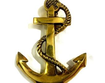 Brass Anchor Door Knocker | Nautical Rope Design | Coastal Home Décor | Solid Brass Entryway Knocker | Marine House Gift