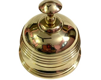 Solid Brass Hotel Counter Bell, Officer Call Bell Ornate Brass Hotel Counter Bell Desk Bell Service Bell for Hotels Décor