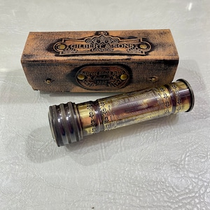 Brass Kaleidoscope Toy with Leather Case, Return Gifts for Kids Birthday, Antique Finish, Graduation Gift, Kaleidoscope Toy for Kids