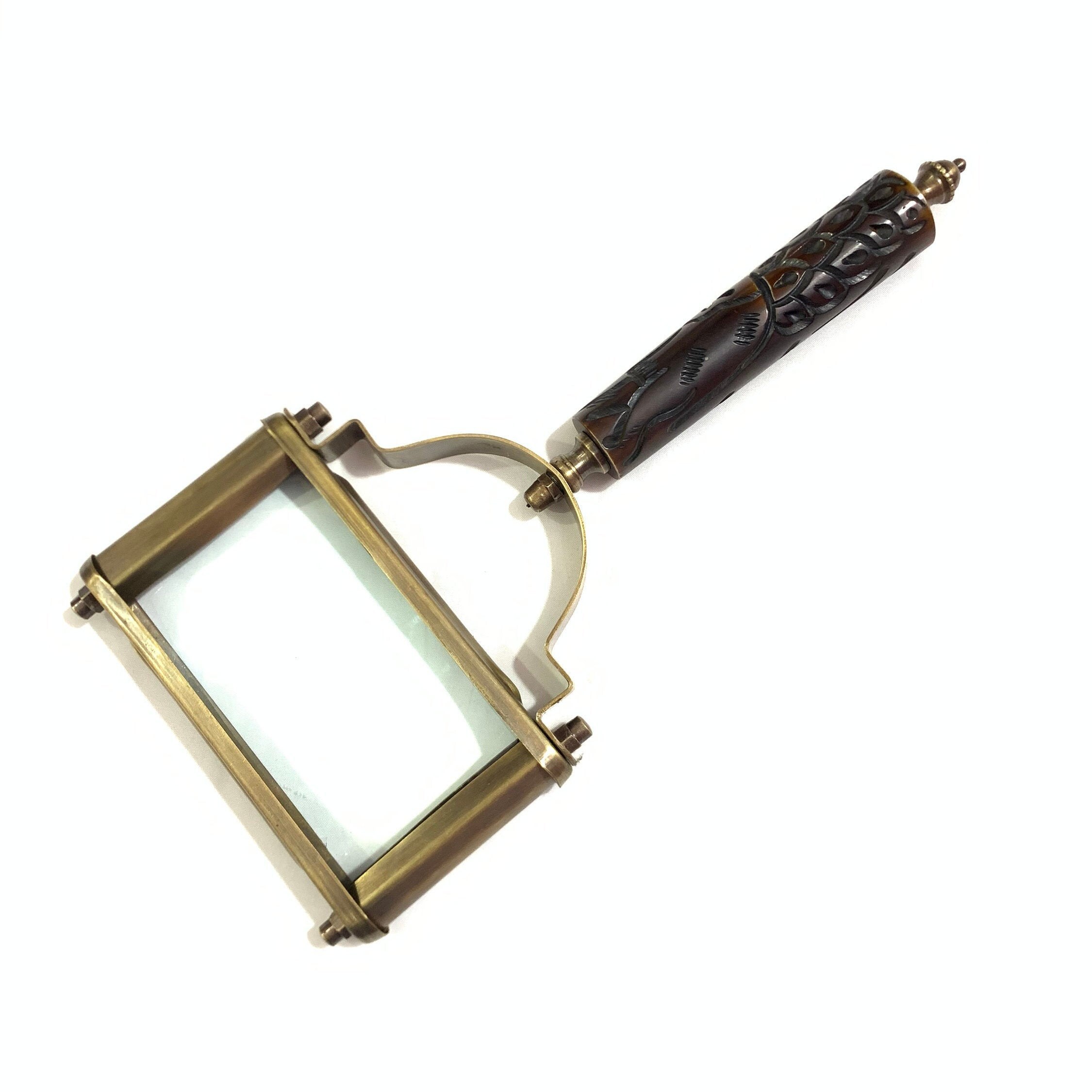 Antique Nautical Brass Rectangular Handheld Magnifying Glass Etsy UK