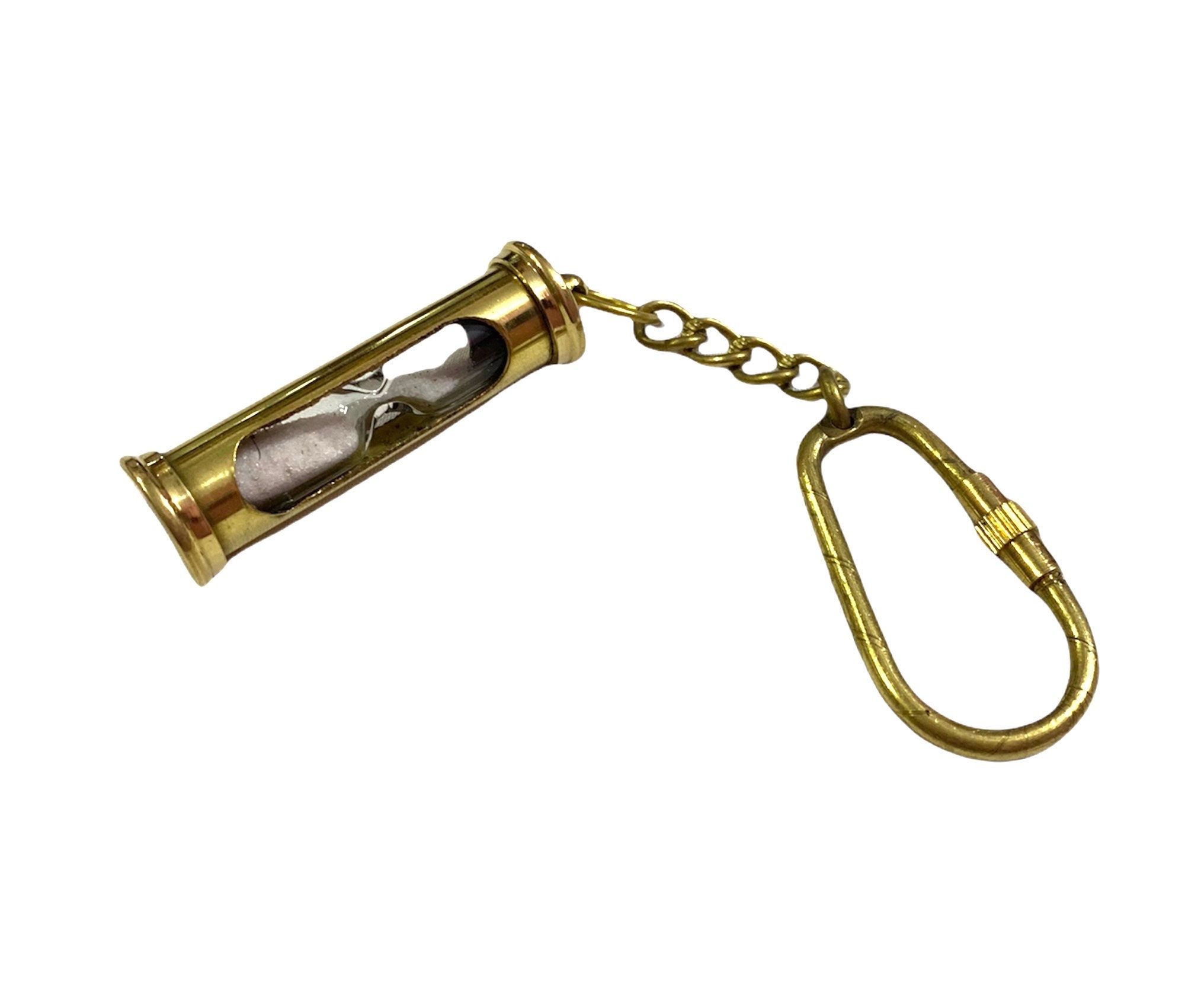 Brass Hourglass Keychain | Mini Sand Timer, Nautical Keyring - Etsy
