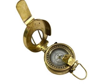 Brass WWII Military Compass, Pocket Compass, Nautical British Prismatic Compass, Best for Gift