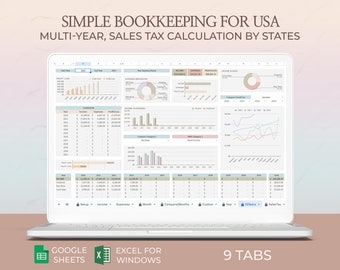 Accounting template, Bookkeeping spreadsheet excel, Small business tool, Income and Expense tracker, Bookkeeping template Google Sheets, USA
