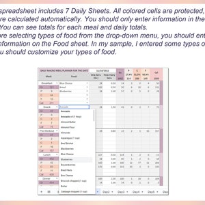 Macro Meal Planner Spreadsheet, Excel Meal Planner, Macro Diet Meal ...