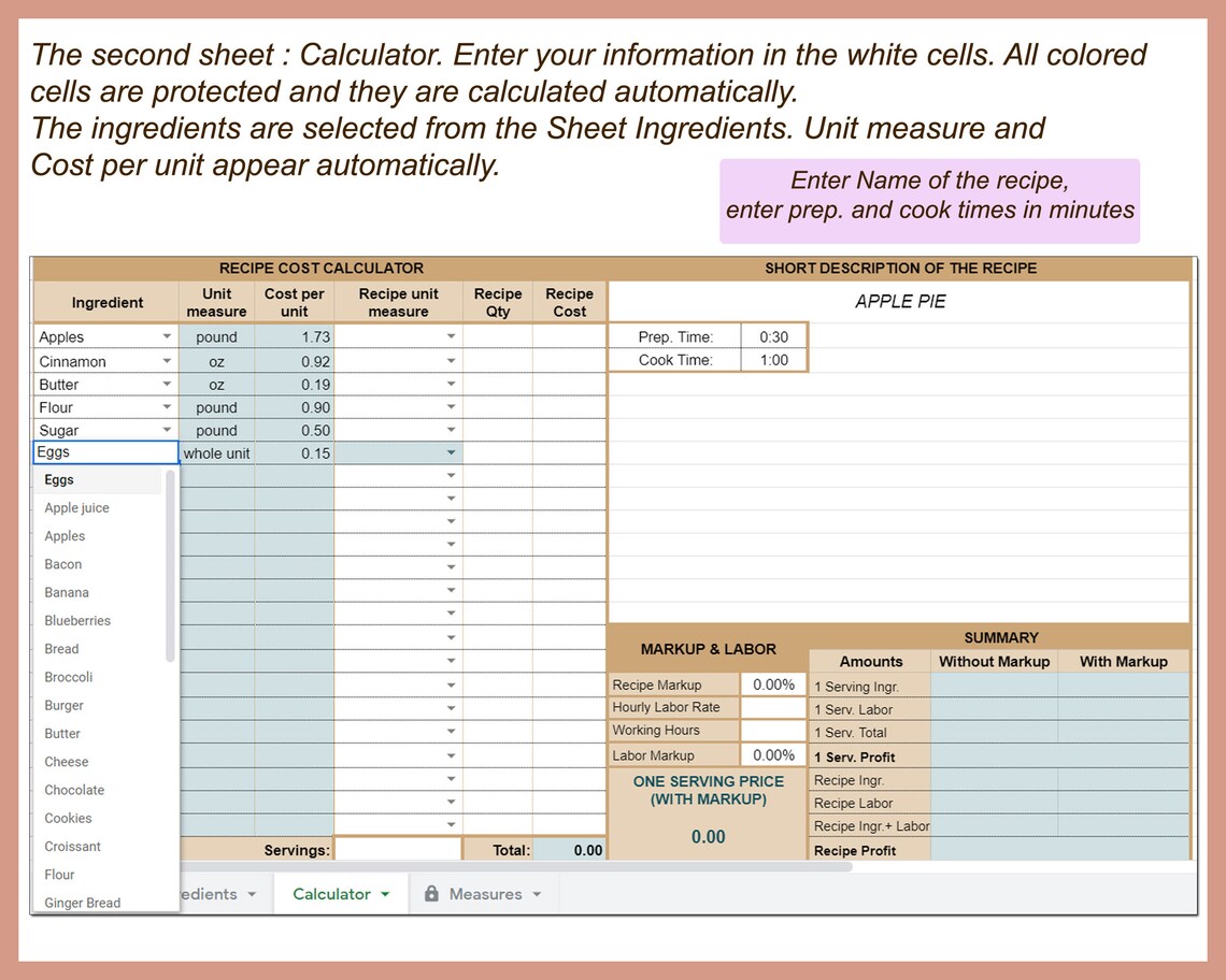menu pricing calculator menu pricing calculator