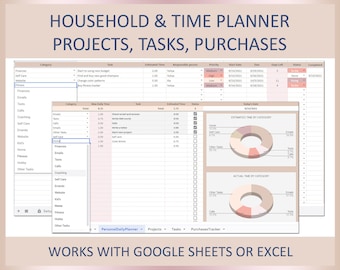Task Management Daily Routine Planner Time Tracker Productivity Spreadsheet Auto Template Time Blocking Tool Excel Google Sheets Organizer