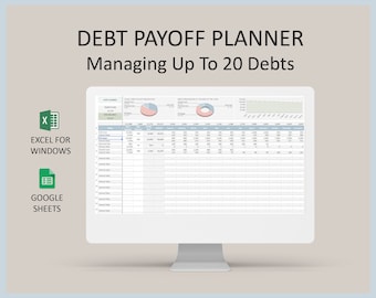 Debt planner spreadsheet, Debt payoff planner, Debt management, Debt payoff calculator, Loans payoff, Get out of debt, Google sheet, Excel