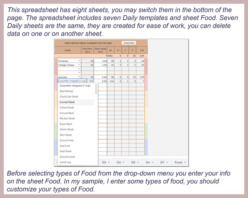 Macro Meal Planner Macro Diet Planner Macro Counter Meal - Etsy