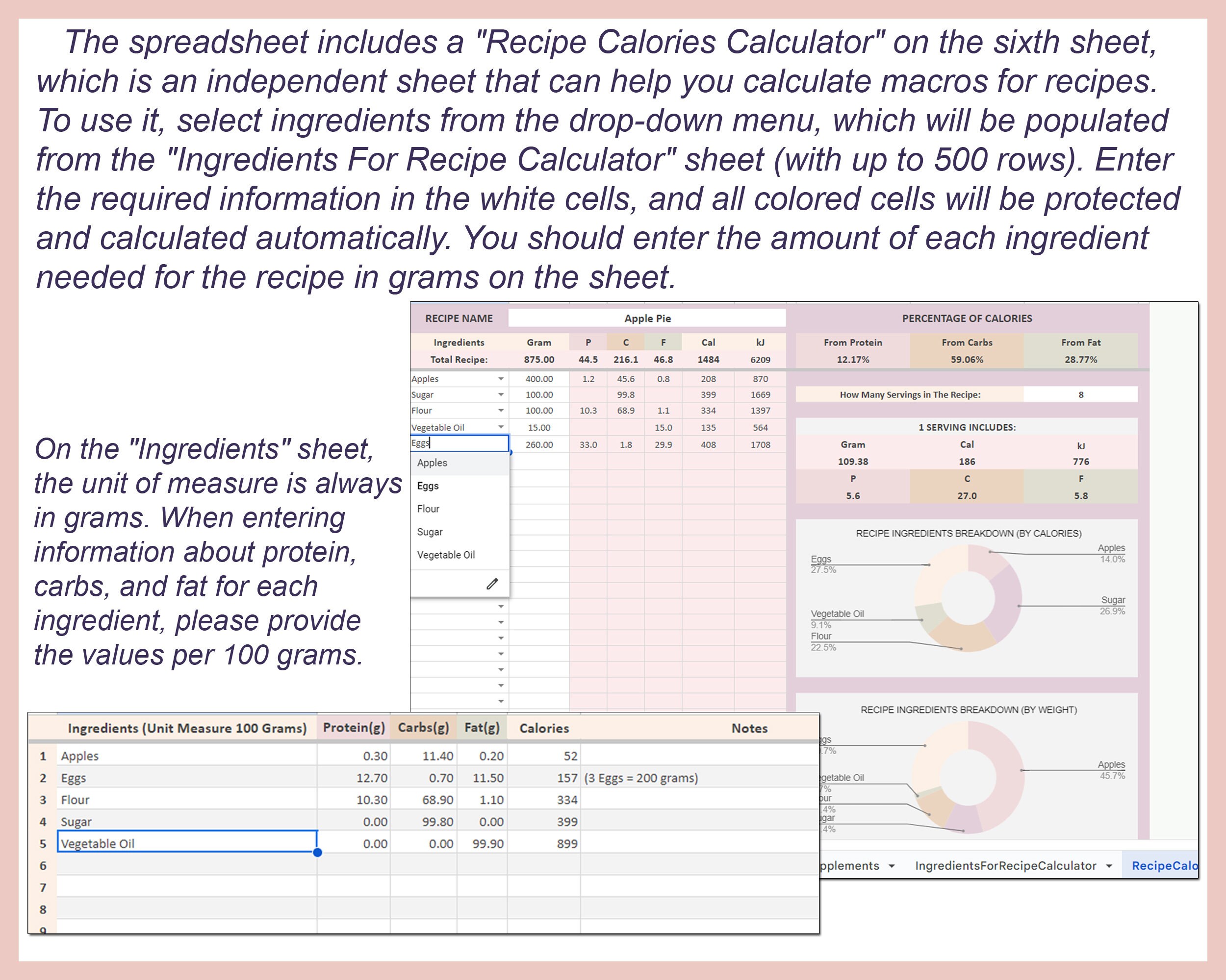 Macro Meal Planner, Digital Meal Planner, Macro Diet Meal Planner, Meal