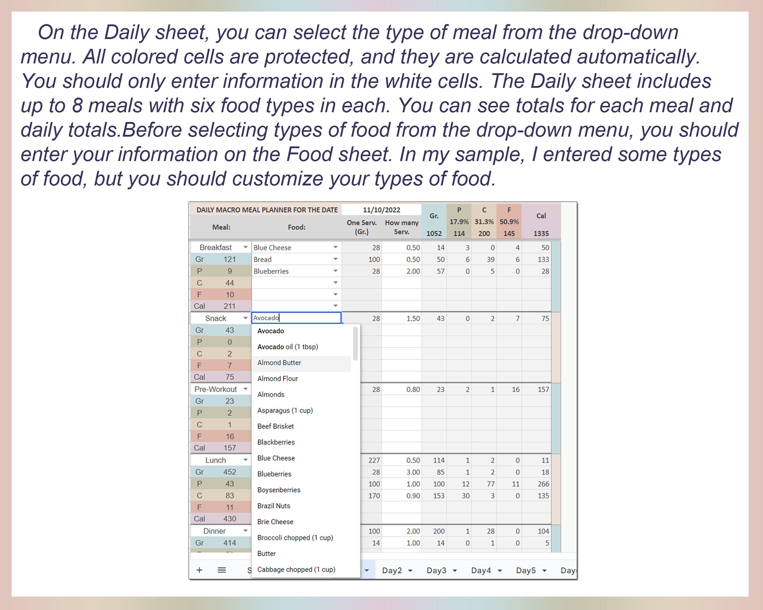Macro Meal Planner Macro Diet Planner Macro Counter Meal - Etsy