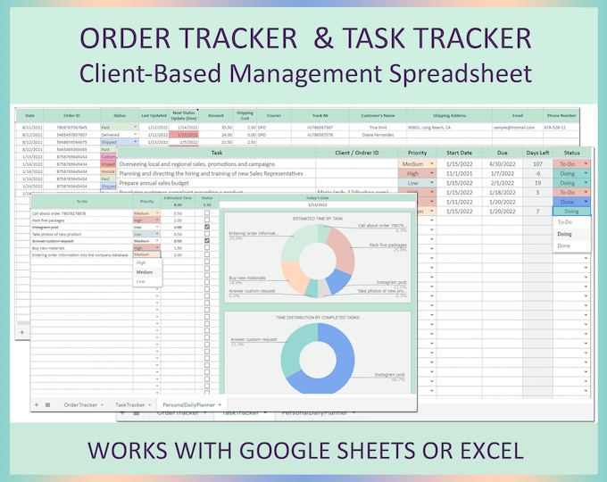 Order Tracker Spreadsheet, Order Tracking Excel Template, Shipment ...