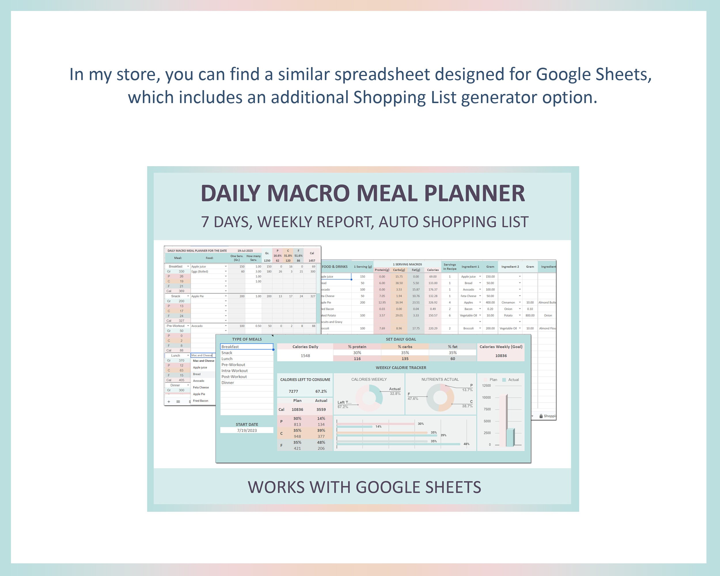 Macro Diet Meal Planner, Macros for Weight Loss, Weekly Meal Planner ...