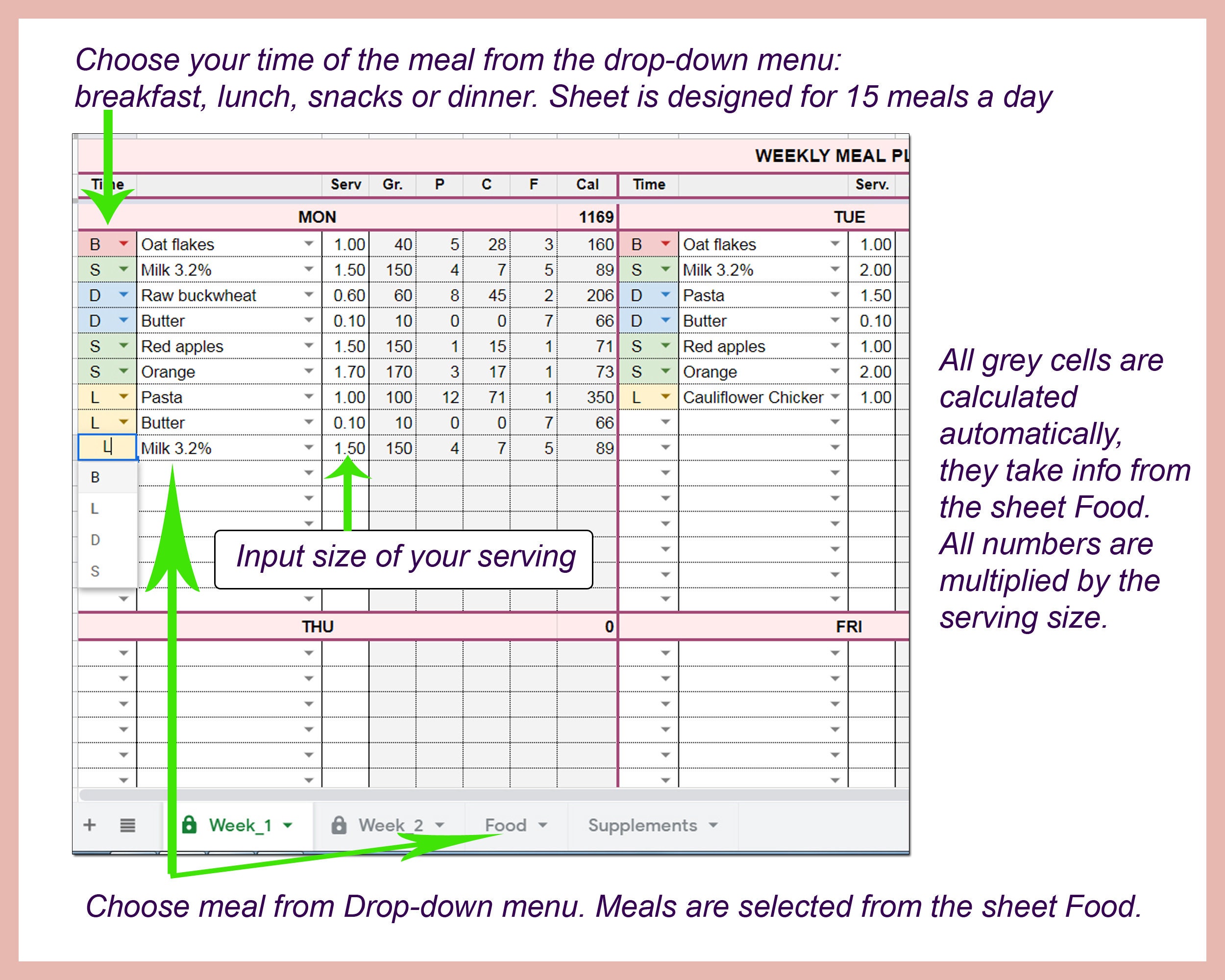 Macro meal planner Digital meal planner Macro diet meal | Etsy