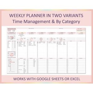 Weekly Planner Sheet Time Management Weekly Schedule To-Do List Template Digital Planner Spreadsheet Excel Google Sheets Undated Format