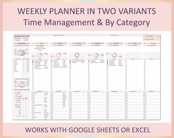 Weekly Planner Sheet Time Management Weekly Schedule To-Do List Template Digital Planner Spreadsheet Excel Google Sheets Undated Format
