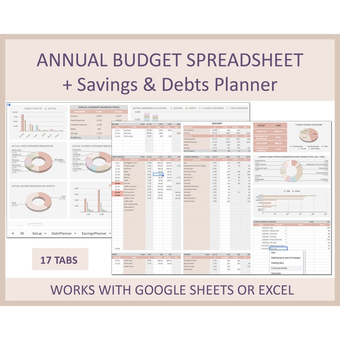 Budget Planner Spreadsheet for Household Money Organization Family ...