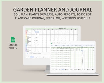 Garden planner for Google Sheets, Plant care worksheet, Plants journal, Watering schedule, Soil plan, Seeds log, Garden Template,Spreadsheet