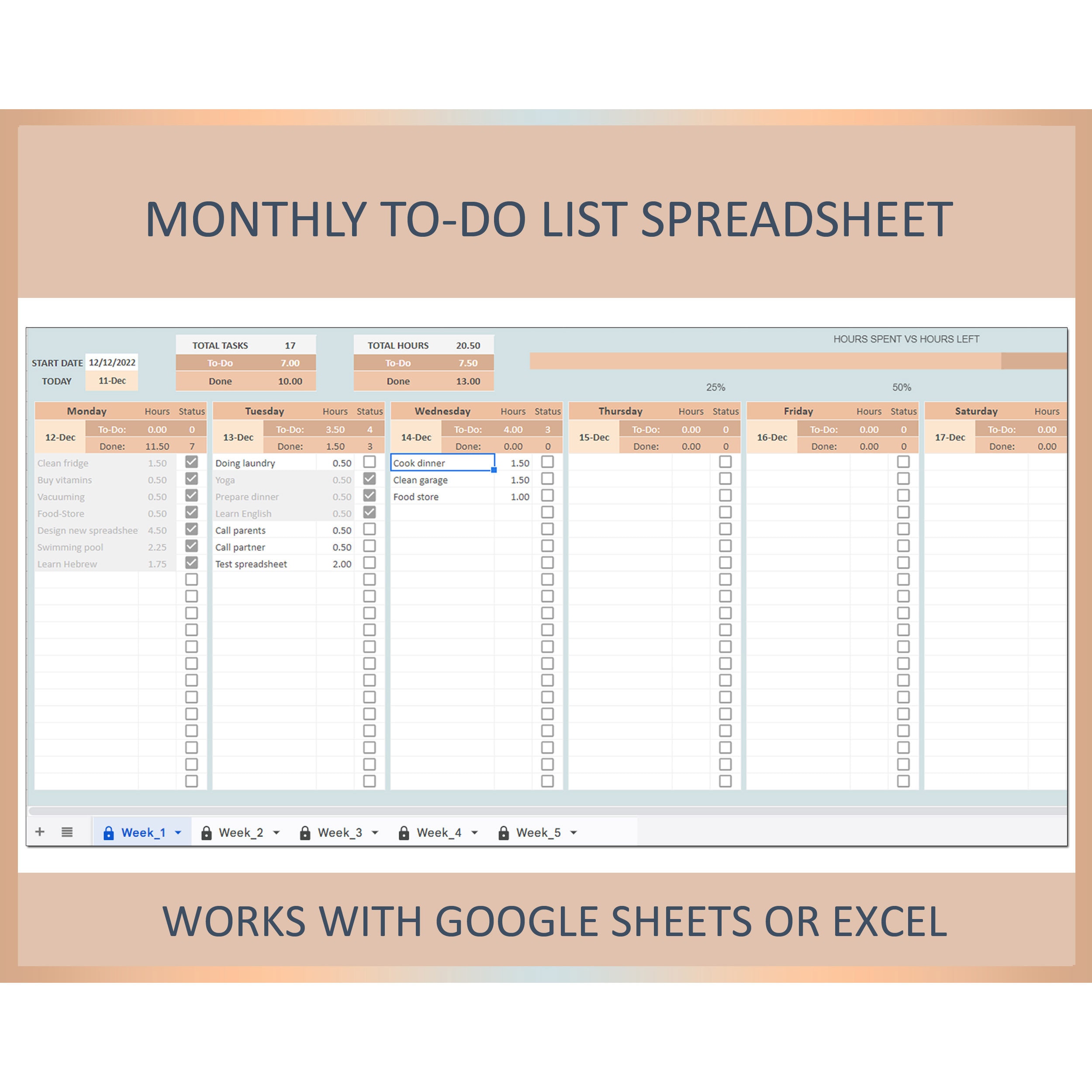 Monthly To Do List Excel Template