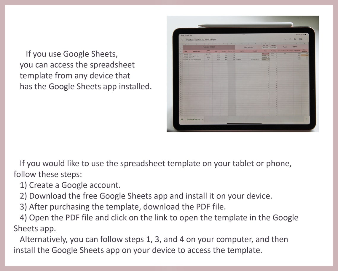 Excel Purchase Order Tracking Template PO Spreadsheet Organizer Google ...