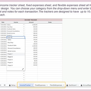 Kalkylblad för utgiftsinkomster Företagsekonomilogg Personlig budgetorganisatör Mall för pengaspårning Google Sheets Excel Redovisning bild 3