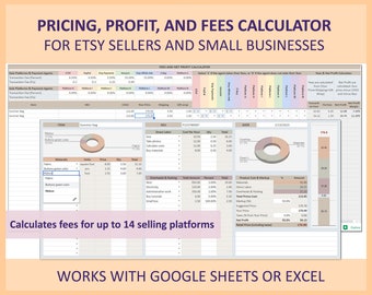 Pricing, Profit and Fees calculator; ETSY sellers tool; Cost, Markup calculator; Pricing template; Shop management tool; Google sheet, EXCEL