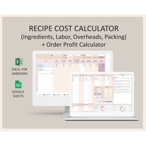 Meal Prep Cost Calculator Recipe Pricing Spreadsheet Baking Cost Template Excel Google Sheets Ingredient Tracker for Food Budget Planning