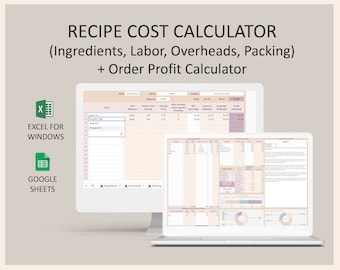 Meal Prep Cost Calculator Recipe Pricing Spreadsheet Baking Cost Template Excel Google Sheets Ingredient Tracker for Food Budget Planning