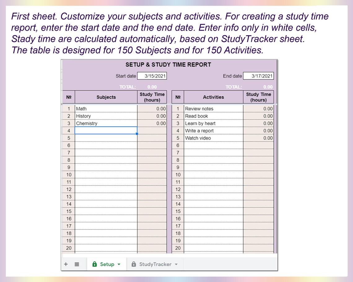 Homework tracker google sheets image