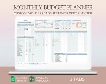Monthly budget spreadsheet, Budget planner, Simple budget, Budget worksheet, Editable budget template, Finance planner, Google sheets, Excel