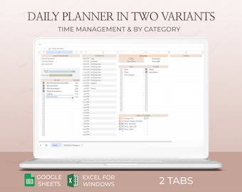 Daily Planner Excel Daily Schedule Template Daily Work Schedule Daily Google Sheets Planner Spreadsheet Hourly Day Layout Digital Format