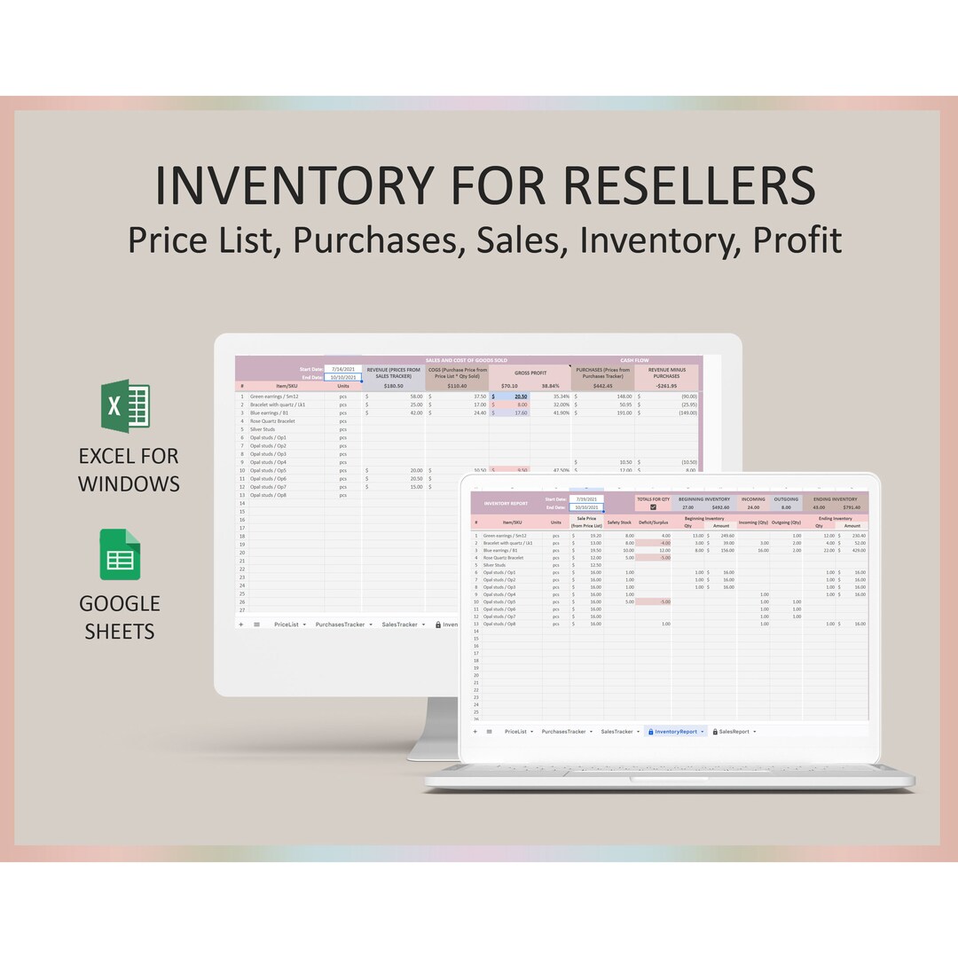 Inventory Tracker Spreadsheet Excel Template Google Sheets Reseller ...