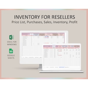 Inventory Tracker Spreadsheet Excel Template Google Sheets Reseller Sales Log Management System Stock Control Small Business Tracking Tool