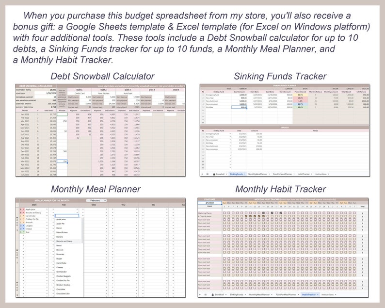 Monthly budget template, Budget planner, Budget spreadsheet, Bill tracker, Financial planner, Excel budget, Personal budget sheet, Editable image 9