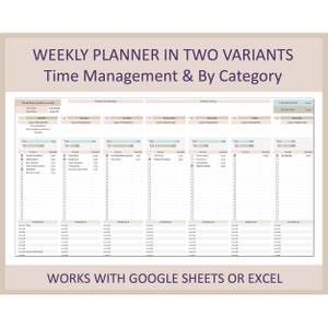 Weekly planner spreadsheet, Weekly schedule template, Weekly schedule excel, Weekly work schedule, Weekly to-do list, Weekly planner google