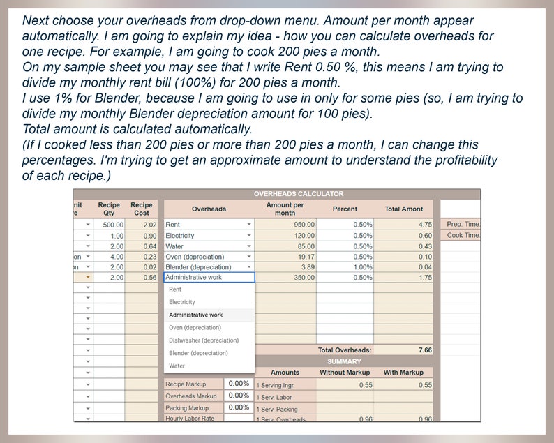 Recipe Cost Calculator Order Profit Calculator Baking Price Etsy