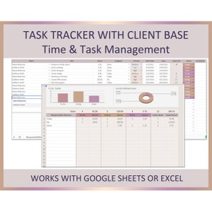 Digital Task Management Planner Project Organizer Spreadsheet for Teams Weekly Time Tracking Google Sheets Work Hours Productivity Schedule
