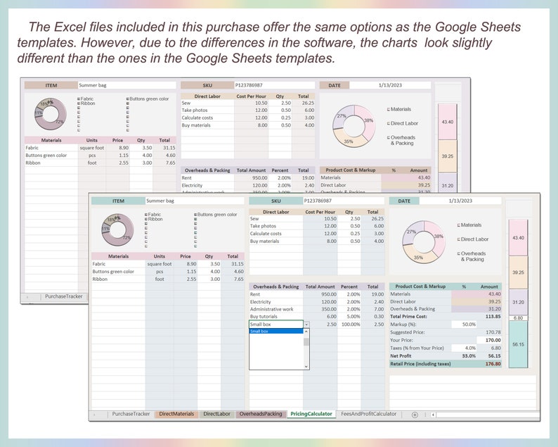 Pricing markup template, Product costing template, EXCEL product planner, Pricing template, Product pricing Small business, Google sheets image 9