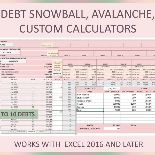 Debt Avalanche Excel Template Etsy Debt avalanche excel template etsy