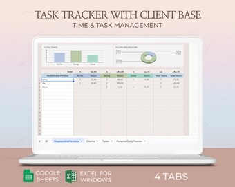 Client Base Task Tracker Excel Template Work Planner Team Management Organizer To-Do List Layout Project Scheduling Sheet Google Sheets