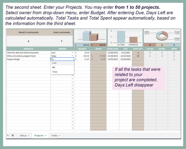 Project management task tracker project manager template etsy