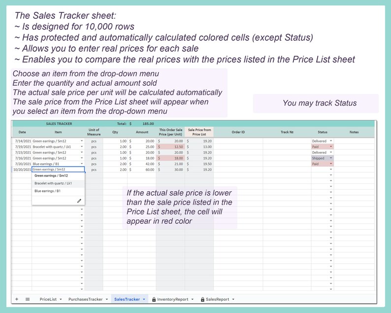 Inventory Spreadsheet Excel Google Sheets Template Reseller Sales ...