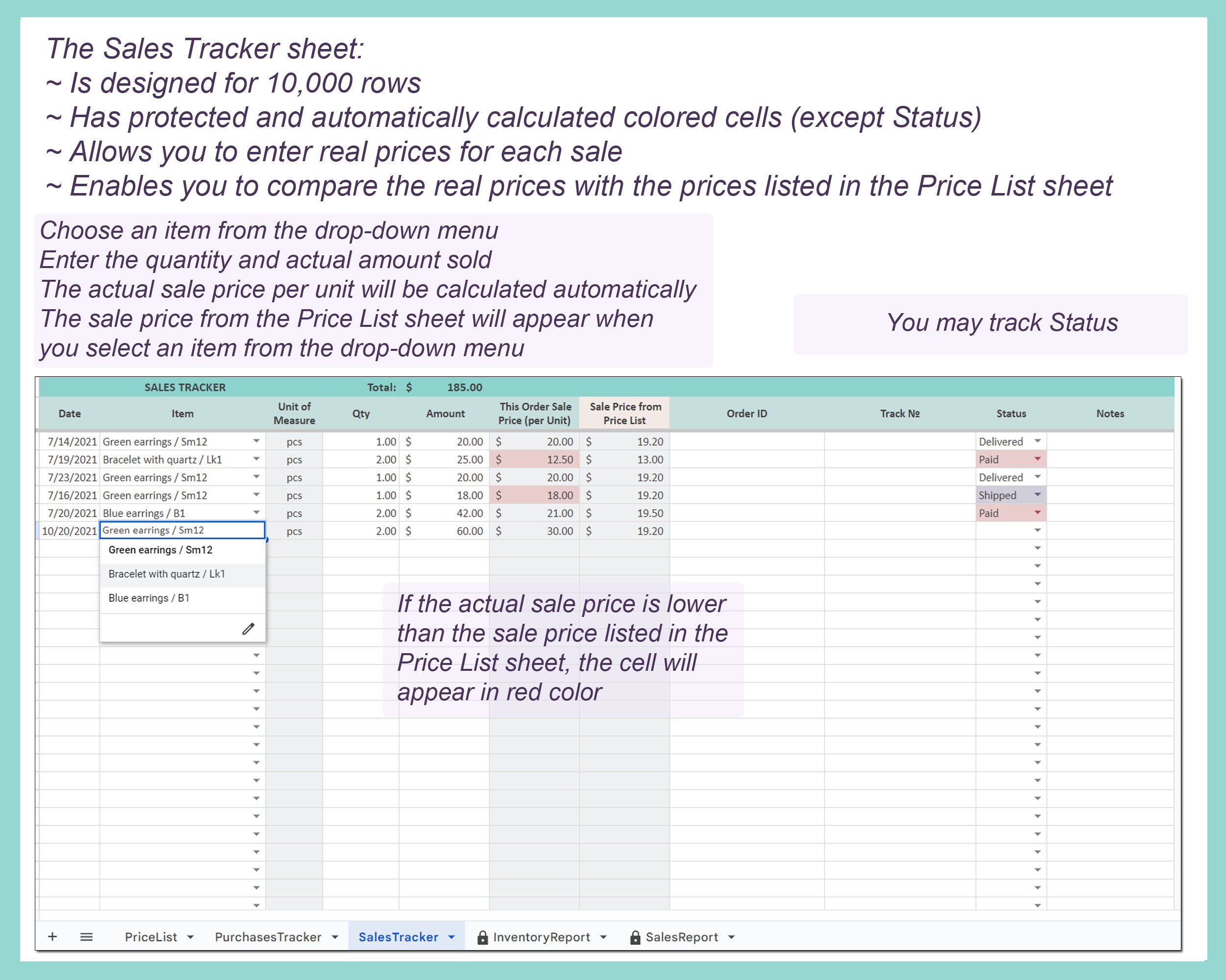 Inventory Spreadsheet Template Excel Google Sheets Reseller Sales ...